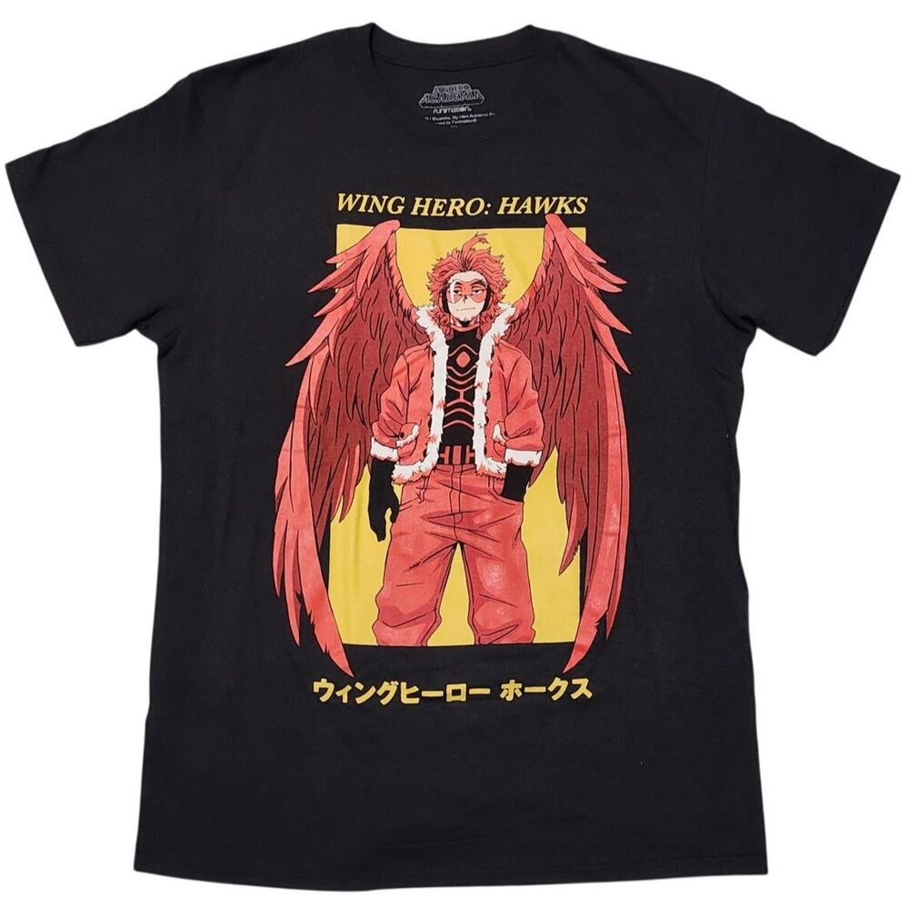 My Hero Academia Hawks Wing Hero Anime Graphic T-Shirt Red Wings Japan Men's Med